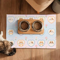 HOMETITUTE Cat Food Mat Pastel Heart Kitten Bowl Placemat 20 x 12 Inch