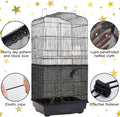Shappy Large Bird Cage Cover Birdcage Nylon Mesh Net Cover Seed Feather Catcher Twinkle Star Universal Birdcage Cover Bird Seed Guard Skirt for Parakeet Macaw African Round Square Cage (Black, L)