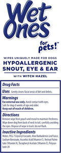Wet Ones for Pets Extra Gentle Dog Wipes with Witch Hazel - Fragrance-Free, Hypoallergenic Pet Grooming Wipes for Snout, Eye, and Ear Areas, Sensitive Skin, 30 Count