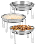 Elevated cat Bowl, 6.3" Wide Raised Stainless Steel Cat Food and Water Dishes, Small Dog Bowl, Whisker Friendly, Anti-Vomiting, Neck Stress-Free, Non-Slip Stainless Steel Stand with 4 Legs- 3Pack