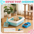 Beeveer 2 Set Kitten Litter Box Starter Kit 2 Pcs High Side Small Cat Litter Box Low Entry with 2 Scooper 2 Feeding Bowls 2 Mouse Toy for Small Kitty Essentials 14.57 x 10.63 x 4.17'', Blue and Pink