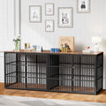 Lyromix 94.48'' Dog Crate Furniture Large Breed TV Stand with Double Rooms,Wooden Dog Kennel Dog Crate End Table with Removable Divider for Large Medium Dogs, Can Use Separately