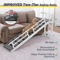 Dog Ramp for Bed or Couch, Wooden Pet Ramp with 20° Gentle Slope, Removable Side Rails, Non-Slip Surface, Top Platform &