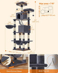Feandrea Cat Tree, 81.1-Inch Large Cat Tower, Multi-Level Condo