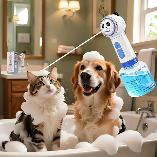 Electric Foaming Shampoo Dispenser for Dog&Cat Bath, Newly Upgraded Magnetic Rechargeable/Includes an Extra Charging Cable 2 Total, Automatic Foam Soap Sprayer for Multi-Surface Cleaning-Kitchen/Bath