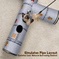 Cat Tunnel with Faux Metal Pipe Print,4-Way Tube for Large Cats, Kittens