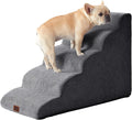 EHEYCIGA Curved Dog Stairs for High Beds 22.6" H, 5-Step Dog Steps, Grey