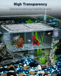 Pawfly Aquarium Fish Breeding Box, Fish Tank Hatchery Incubator with 6 Suction Cups Acrylic Hatching Box for Baby Fish S