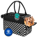 PetAmi Dog Purse Carrier for Small Dogs Cats, TSA Airline Approved Soft-Sided Pet Carrier with Pockets, Ventilated Travel Tote Bag with Bed & Shoulder Strap, Puppy Kitten, Max 12 lbs, Polka Dot Black