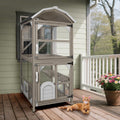 PetsCosset 71" Cat House Outdoor Catio Cat Enclosures, Indoor Kitty Cage Condo Attachable Window with 3 Platforms Waterproof Roof and Resting Box for Patio