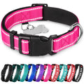 TECEUM Reflective Dog Collar – Hot Pink – M – Extra Soft Padding – Basic Nylon Pet Collar – Quick Release Buckle – Fits Small, Medium and Large Dogs, Puppies, Cats – ESA & Service Dog Options