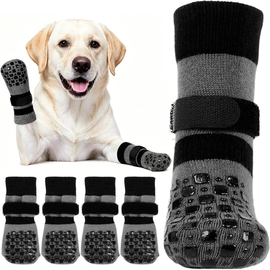 Kuoser Non Slip Dog Socks with Grippers for Hardwood Floors