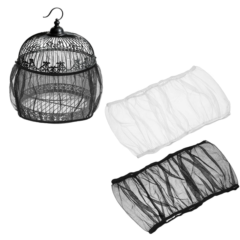 PETAXCELL Bird Cage Seed Catcher, Bird Cage Net Cover Seeds Guard, Universal Birdcage Accessories, Black/White, Circumference 45.7