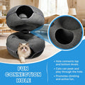 2-Level Detachable Large Cat Tunnel Bed for Indoor Cats, Scratch-Resistant Felt Donut Cat Cave, Supports Up to 30 lbs, P