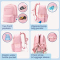 Dog Travel Bag for Supplies - Complete Dog Diaper Bag Backpack with 2 BPA-Free Travel Bowls, Treat Pouch, Food Container, Placemat & Laptop Sleeve – for Traveling, Road Trips, Hiking: Dusty Pink