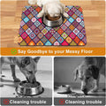 Dog Food Mats for Floors Boho Mat for Cat Food and Water Bowls