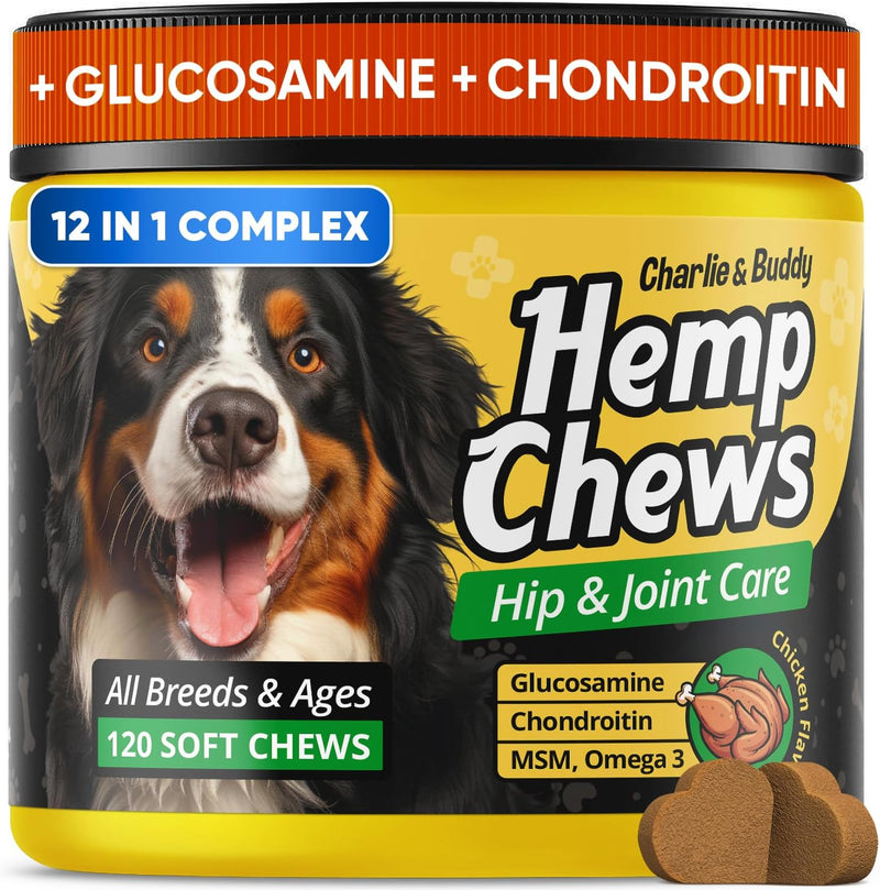 Glucosamine Chondroitin for Dogs - Hip Joint Supplement, Hemp Calming Chews