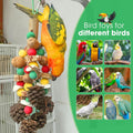 MQUPIN Parrot Toys, Nuts Nutrient-Rich Bird Toys,Natural Wooden Parrot Cage Bite Toy,Chewing Toy Containing Cuttlefish Bones,Pine Cones,Wooden Mangoes and Carambola for African Greys,Cockatoo,Budgie