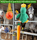 Horse Toys for Horses 5 PCS Set, Goats Enrichment Toys, Including Hay Net, Hay Ball, Toy Ball, Squeaky Duck, Plush Carro
