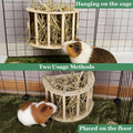 Guinea Pig Hay Feeder Wooden Rabbit Hay Rack Bunny Treat Holder Vegetable Dispenser Foraging Toy Cage Accessories for Ch