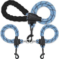 Double Dog Leash for Two Dogs - Detachable 360° Swivel, No Tangle Leash with Reflective Strips for Walking and Training Small Medium and Large Dogs, S/8-45ibs, Blue