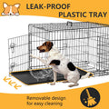 FDW Dog Crate Dog Kennel Cage with Double Door,36 inch Folding Metal Wire Dog Cage with Removable Tray&Divider Panel,Pet Crate for Medium Dogs,Black