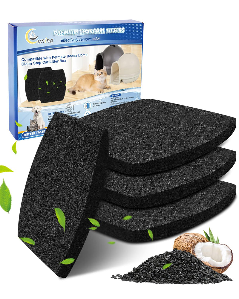Cunina 2X Thicker Filter Compatible with Petmate Booda Dome Cat Litter Box Filter, Cat Litter Box Filters Replacement for Clean Step Dome Litter Boxes for Cats, 4 Pack