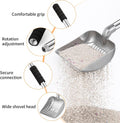 Yangbaga Metal Cat Litter Scoop:Detachable Long Handle Litter Scooper with Deep Shovel,Pooper Scooper Heavy Duty for Litter Box,Stainless Steel Non-Stick Sifter with Foam Padded Grip,No Bending Back