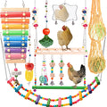 Chicken Toys for Coop 12PCS Set, KAKUNM Chicken Enrichment Toys，Including Xylophone, Swing Set, Mirror Toy, Flexible Ladder, Vegetable String Bag and Hanging Feeder, Coop Accessories for Hens