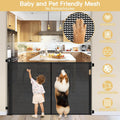 Reinforced 42" Extra Tall Pet Gate 55" Wide Retractable Baby Gate with Support Rods - Retractable Dog Gate Indoor/Outdoor Retractable Gate, Bottom Anti-Escape Tall Dog Gates for Doorways, Black