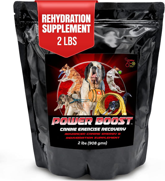 Power Boost Canine Performance Formula – Low Fat, High-Carb Rehydration & Recovery Supplement for Working & Sporting Dogs – Supports Endurance, Muscle Recovery & Cooling, Size: 2 lbs