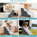 Kohentact Dog Stairs, Steps and Ramp for High Bed & Sofa, 13-24" H Detachable Pet Stairs for Small Medium Dogs, Sturdy 40D Foam, Non-Slip, Washable Cover with Lint Roller, Grey