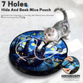 KiwiLove Interactive Cat Toy with Motion Activated Ball & 7-Hole Play Mat, Hide and Seek Exercise Game for Indoor Cats, Automatic Moving Cat Ball in Pouch, Rechargeable Kitten Toys (Starry Night)