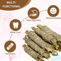 Fhiny 12 PCS Rabbit Chew Sticks, Natural Papaya Wood Seagrass Guinea Pig Chew Toys for Teeth Small Animal Molar Sticks S