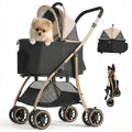 MILA&LOUIS Pet Stroller, 22" Pet Cradle for Small Dog, Dog Stroller with 4 Pu Wheels, 10Lbs Ultra-Light Dog&Cat Stroller for Small Pets, Max 22Lbs Capacity Detachable & Foldable Design with Cup Holder
