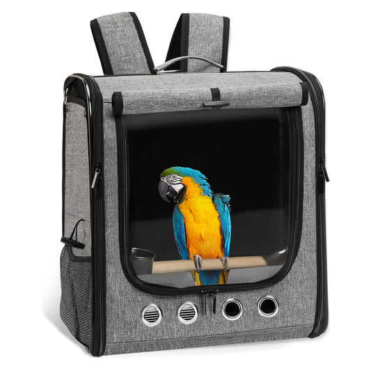 GRLEAYIE Bird Carrier Bag Bird Travel Cage with Stand, Lightweight Backpack for Parrot, Large Portable Bird Travel Bag, Pet Transparent Breathable Travel Cage