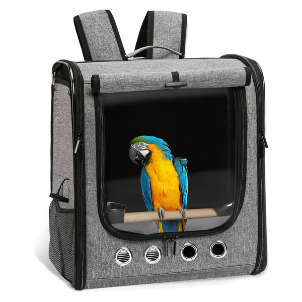 GRLEAYIE Bird Carrier Bag Bird Travel Cage with Stand, Lightweight Backpack for Parrot, Large Portable Bird Travel Bag, Pet Transparent Breathable Travel Cage