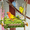 Bird Toy Climbing Hammock Nest Hanging Bird Bed for Cage Wooden Perch Stand Swing with Bell Toy for Parrot Parakeet Cock