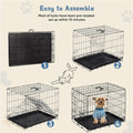 DUMOS Dog Crate, 24 Inch Small Single Door Dog Cage with Plastic Leak-Proof Pan Tray, Folding Metal Wire Pet Kennel for Indoor, Outdoor, Travel, Black