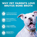 Brutus Beef Bone Broth for Dogs - All Natural Dog Bone Broth with LiquidChondroitin Glucosamine & Turmeric - Human Grade Dog Food Toppers for Picky Eaters - Tasty & Nutritious 16.9oz (Pack of 6)