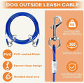 Dog Tie Out Stake, Heavy Duty 360°Swivel Dog Outside Lead Cable, Screw in Spike Auger Ground Stake Anchors with Power Nu