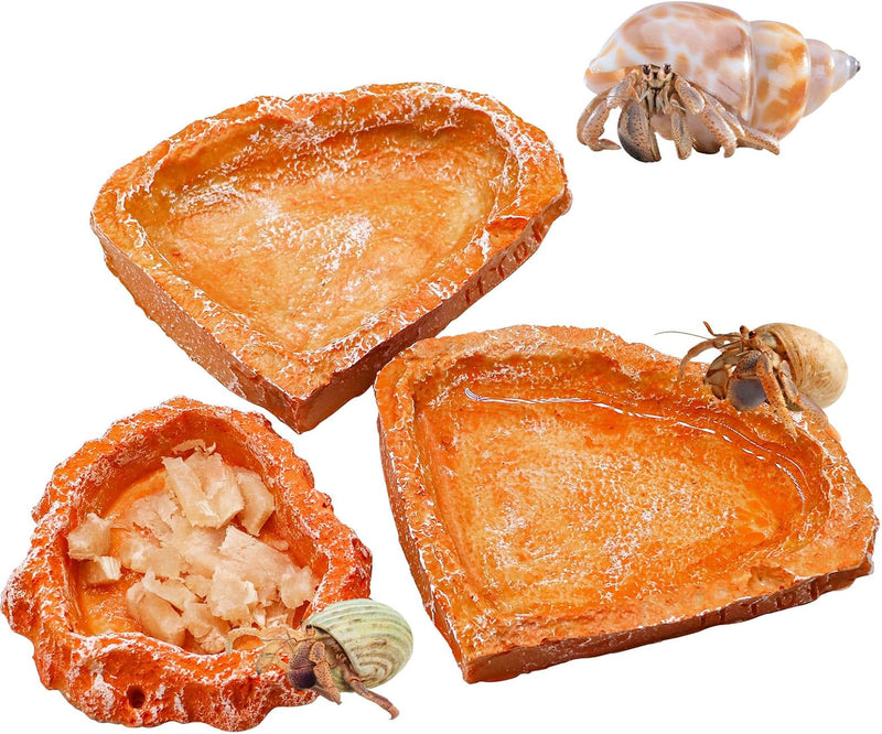 3 Pack Reptile Food Dish, Resin Hermit Crab Food & Water Bowl, Reptile Feeding Food Dish Kit, Tank or Aquarium Accessory
