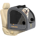 PAWZIDEA Portable Dog Crate for Car Travel, Collapsible Pet Travel Crates for Medium & Large Dogs, Enclosed Soft-Sided Car Kennel Carrier for Backseat, Secures w/Seatbelt & Headrest Strap, Chew-Proof