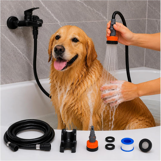 Dog Shower Attachment Dog Wash Hose Attachment with 2High Pressure Sprayer