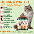 Flea and Tick Treatment for Cats - 200 Chews Flea and Tick Prevention for Cat Chewables - Flea Treatment for Cats All Breeds & Ages - Natural Cat Fleas and Ticks Defense - Chicken Flavor