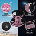 NESTROAD No Pull Dog Harness,Adjustable Oxford Medium Dog Harness with Leash,Reflective No-Choke Pet Vest Harness with Easy Control Soft Handle for Small Medium Large Dogs(M,Pink)