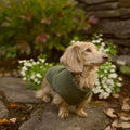 Dachshund Fleece Coat, Long Dog Sweater Jacket - Green, M