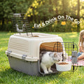 NEWBULIG 23" Hard-Sided Dog Carrier, Plastic Cat & Dog Crate, 4-Sided Ventilation Travel Pet Kennel, Top & Front Door Ac