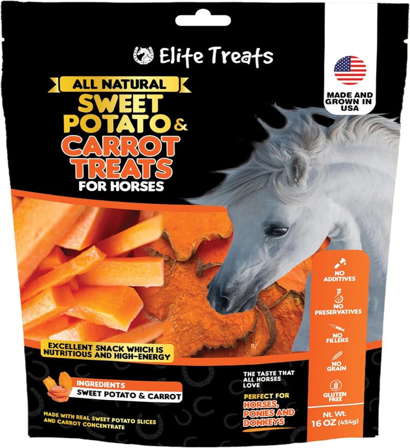 Horse Treats - Sweet Potato & Carrot 16 oz. | All Natural, Dehydrated Treat | Made in The USA for Horses, Ponies, Donkey