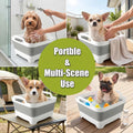 9L Small Puppy Kitten Bath Tub: 12IN Collapsible Tiny Dog Cat Shower Tub